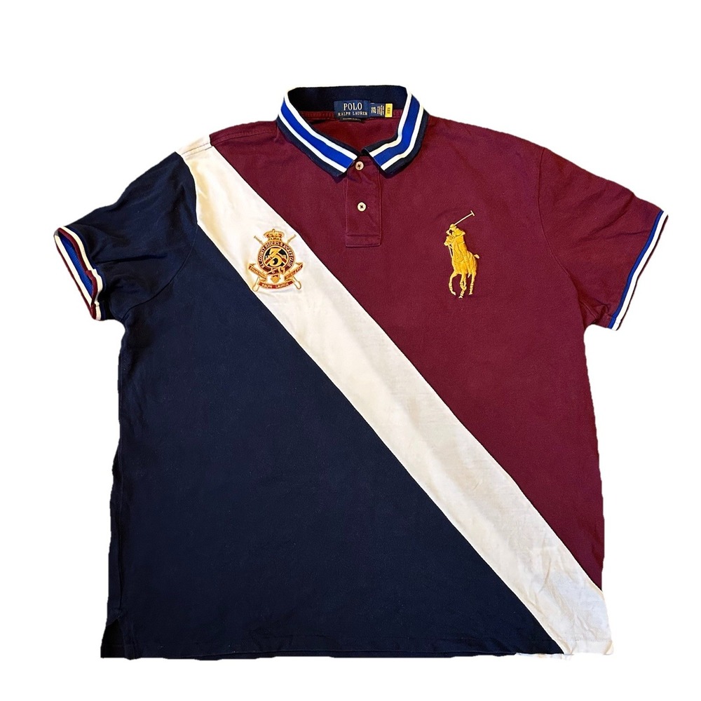 Ralph‎ Lauren Polo Shirt Mens 2XL Sash Crest Big Pony Custom Slim Fit